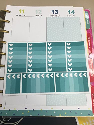 S091 One-Color Ombre Large Heart Checklist Boxes for The Happy Planner (7 stickers) | MAMBI