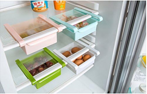 Refrigerator Organizer Rack Egg Storage Basket Refrigerator Snacks Storage Box Kitchen Shelves (Blue)