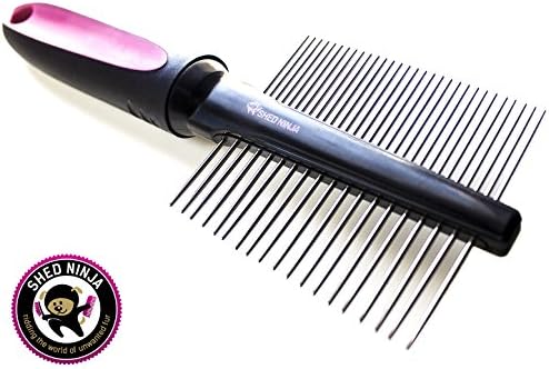 Dog and Cat Comb Double Sided with Stainless Steel teeth Anti Shedding Brush , Grooming Tool for both Large and Small Pets by Shed Ninja