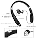 Bluetooth Headphones, Bluetooth Headset Foldable Neckband Wireless Headset with Retractable Earbuds, Bluetooth V4.1, 16 Hours Playtime, Sports Sweatproof Noise Cancelling Earphones with Mic (Black)