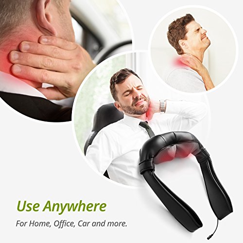 Mynt Shiatsu Massager for Neck, Back, Shoulders and Legs. with Warmth, FDA Approved, Deep Kneading Massage, and a Lightweight Flexible Design â€“ for Home, Office, Car and More