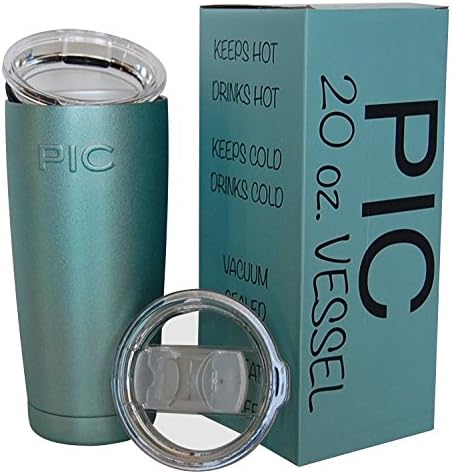 PIC Cups 20 oz Tumbler Powder Coated Blue Sparkles Stainless Steel Travel Tumbler with Bonus Slider Lid (Blue)