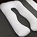 U Shaped Pregnancy Pillow Maternity Body Pillow With Invisible Zipper Removable Cover, 100% Cotton Fabric, White, 56 x 32 Inch
