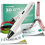 TECLEADER | 3D Printing Pen for Kids & Adults | Perfect Educational Toy for 3D Modeling, Printing and Doodling | Free Stencil EBook, 3 ABS Filaments & User Manual | Best Birthday Gift | Slim Design