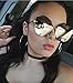 XL Oversized Oceanic Two Tone Gradient Flat Lens Gold Metal Frame Cat Eye Sunglasses (Gold, Pink Mirrored Lens)