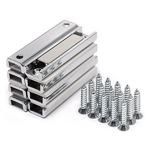CMS Magnetics Heavy Duty Neodymium Channel Magnets w/Countersunk Holes 45 LB Holding Power Mounting Magnets for Doors, Cabinets, Gun Holders - 8 Pack w/16 Screws Included