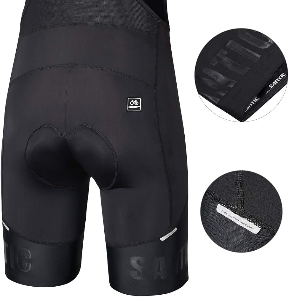 Santic Bib Cycling Shorts Mens 4D Padded Bicycle Breathable Half Pants Mountain Road Bib Bike Shorts: Clothing