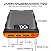 KEDRON Portable Charger Power Bank 24000mAh Wireless Charger Compatible Cellphone,Android Phones,Tablet and More with LED Digital Display 3 Outputs & Dual Inputs External Battery Pack (Orange)