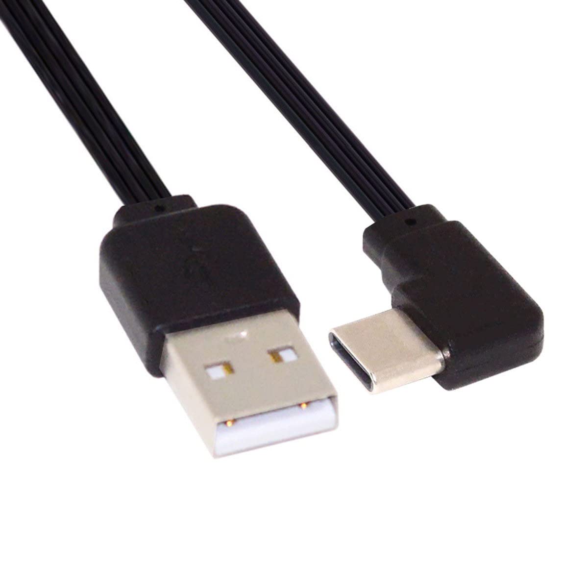 CY 13cm USB 2.0 Type-A Male to USB-C Type-C Left Right Angled 90 Degree Data Flat Slim FPC Cable for FPV Disk Phone — image 1