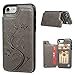 SUPWALL Compatible with iPhone 7 Card Holder Case, iPhone 8 Wallet Case Embossed Butterfly Slim Folio Leather Cover Shockproof Shell with Credit Card Slot Protective Skin for iPhone 7 & 8,Gray