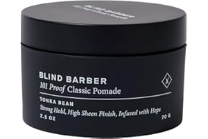 Blind Barber 101 Proof Classic Hair Pomade for Men - Water Based Pomade with Hops & Tonka Bean - Strong Hold & High Shine Finish - Paraben & Sulfate-Free Hair Styling Products (2.5 oz)