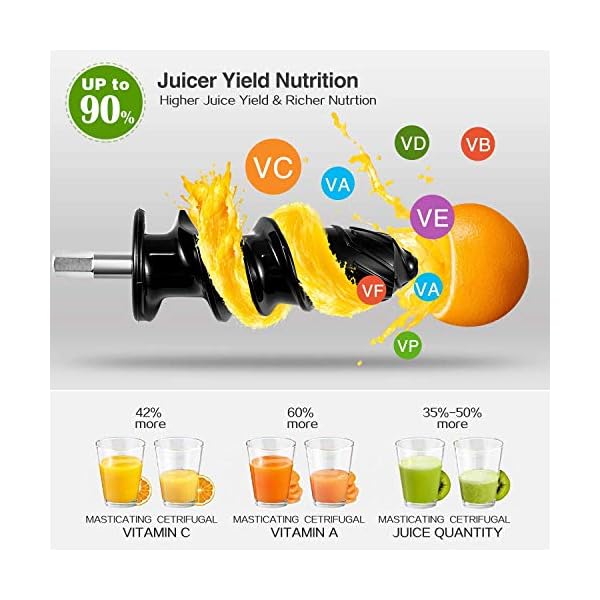 Juicer-MachinesAMZCHEF-Slow-Masticating-Juicer-Extractor-Cold-Press-Juicer-with-Two-Speed-Modes-2-Travel-Bottles500MLLED-Display-Easy-to-Clean-Brush-Quiet-Motor-for-VegetablesFruits-Black AMZCHEF Cold Press Juicer with 2 Speed Control - High Juice Yield Juicer Machines with Ultradense Filter - Masticating…