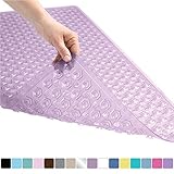 Gorilla Grip Original Patented Bath, Shower, Tub Mat, 35x16, Machine Washable, Antibacterial, BPA, Latex, Phthalate Free, Bathtub Mats with Drain Holes, Suction Cups, XL Size Bathroom Mats, Purple
