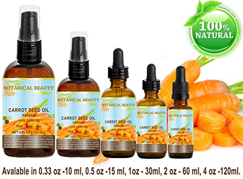 CARROT SEED OIL 100 % Natural Cold Pressed Carrier Oil. 1 Fl.oz.- 30 ml. Skin, Body, Hair and Lip Care. "One of the best oils to rejuvenate and regenerate skin tissues.' by Botanical Beauty