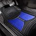 FH Group Car Floor Mats Climaproof™ Heavy Duty Rubber Floor Mats for Sedan, SUV,Truck Floor Mats, Universal Fit Automotive Floor Mats Trimmable Full Blue Set, Combo Small Car Seat Cover Design