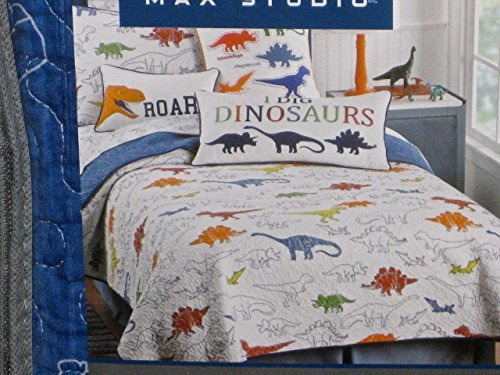 Max Studio Kids 2 Piece Reversible Dinosaurs Twin Quilt Set