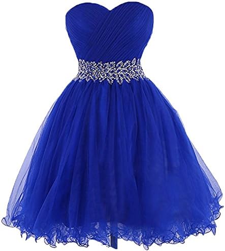 Henglizh Short Tulle Pleated Rhinestone Homecoming Dress Mini Party Cocktail Gown