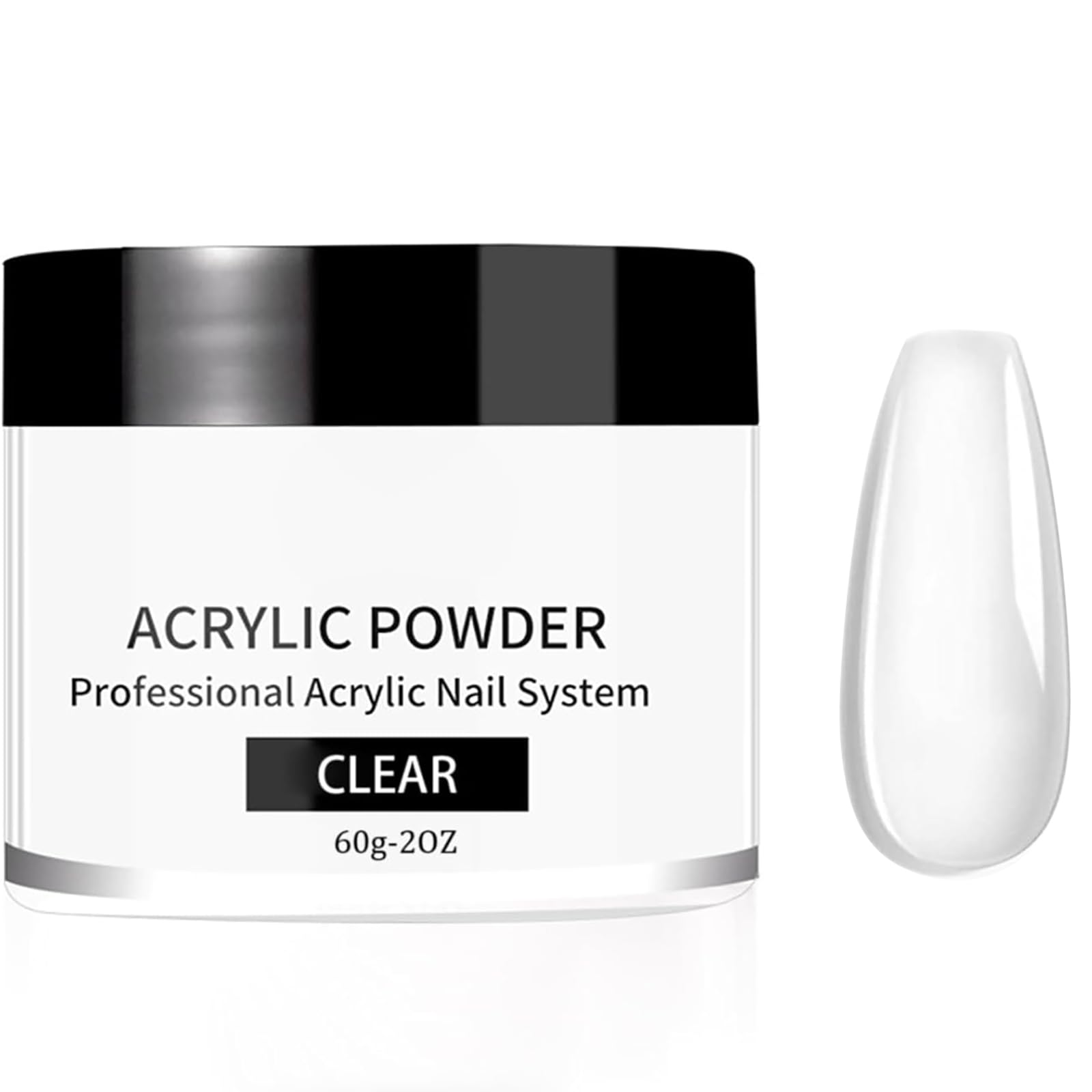 Large Capacity Nude Acrylic Powder for Nail Extensions - 60g False Nail Powder - Ideal for Nail Carving and Sculpting - No Need for Nail Lamp - Clear