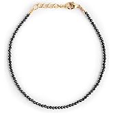 NJCRAFT Minimalist Beaded Bracelet for Women – 2-3mm Micro Faceted Crystal Beads | Lightweight Adjustable Layering Bracelet