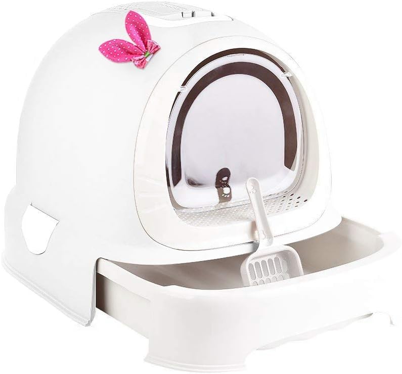 ANYWN Cat Litter Box,Cat Toilet Enclosed Design Cat Litter Box with Cat Litter Scoop for Cats Within 16 lb,A