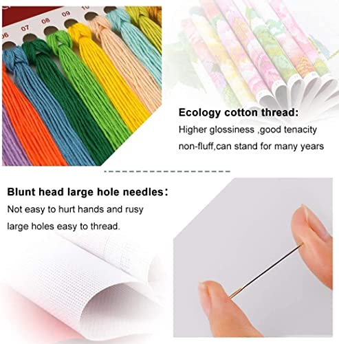 Eiazuiks Stamping Cross Stitch Kit,Cats Counting Cross Stitch Kit for Adult Beginners, Full Line DIY Cross Stitch Stitching Kit for Home Decor Cross Stitch Patterns 12x16 inches