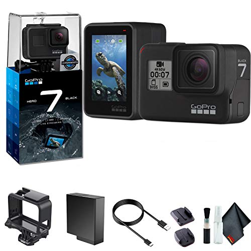 GoPro HERO7 Black - Waterproof Action Camera with Touch Screen, 4K HD Video, 12MP Photos, Live Streaming and Stabilization - Base Bundle