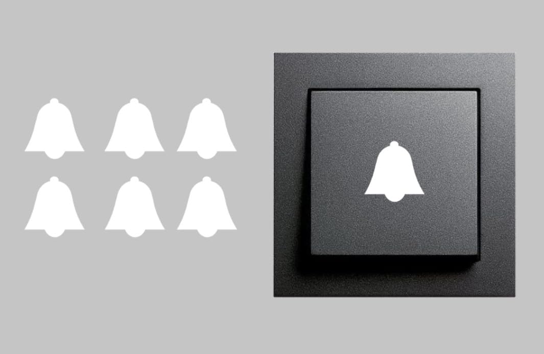 Pack of 6 Bells Sticker Symbol Sticker Decal (RPMs4/1) (White, 10 mm)