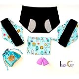 Luna Cup Period Starter Kit - 1 Large 1 Small Period Cup, 2 Bamboo Charcoal Menstruation Pads, 1 Small Wet Bag &amp; 1 Menstrual Panties (7 PCS)
