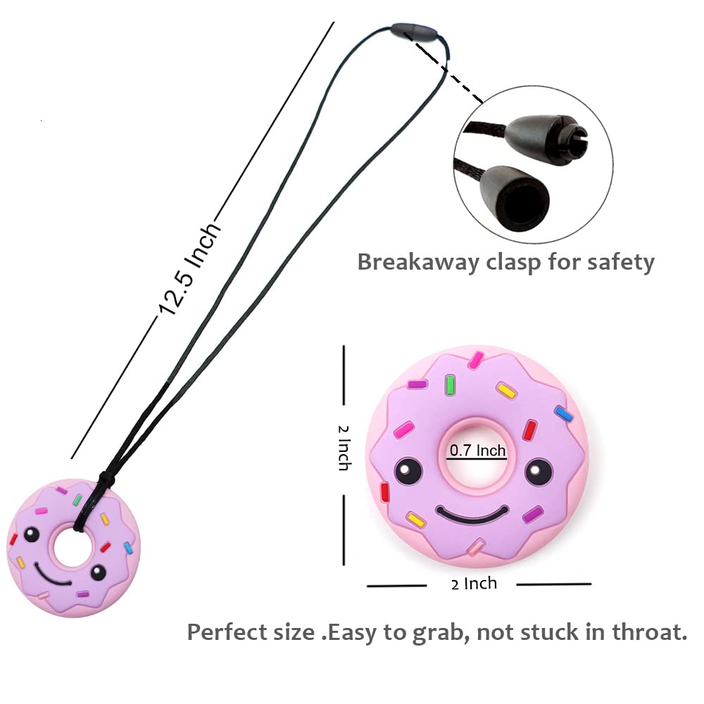 Maberry Sensory Chew Necklace for Kids Adults, Silicone Donut Chew Toys for Autism Anxiety ADHD SPD or Special Needs, Stress Relief