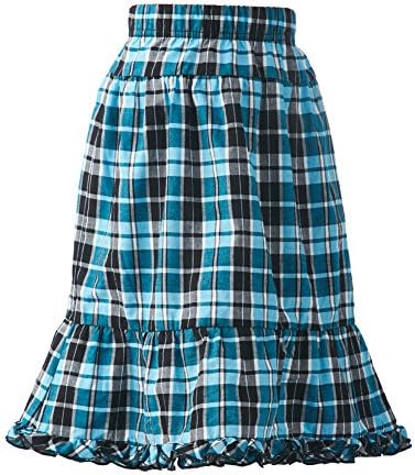 Modest Boutique Clothing Big Girls Plaid Skirt 9 Aqua, Black, and White