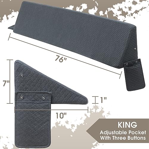 RUJIPO King Size (76"x10"x6") Bed Wedge Pillow for Headboard, Bed Gap