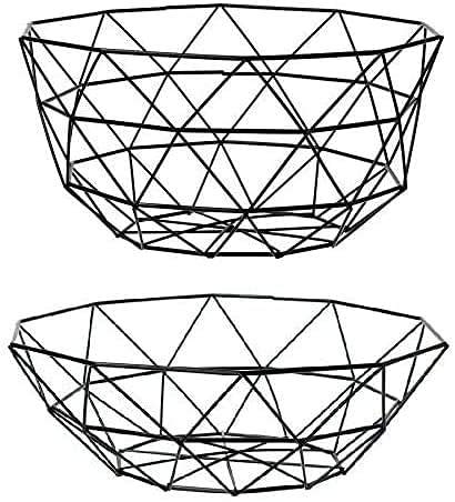 TIM 2 Pack of Wire Fruit Bowl Fruit Dish Storage Basket for Bread, Fruits, Vegetables, Snacks, Candy, Households Items and Decorative Items