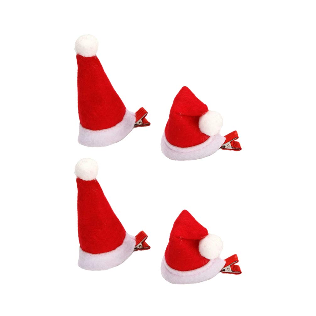 minkissy 2 Pairs Christmas Hat Hair Clips Cute Santa Cap Bobby Hair Pin Barrettes for Kids Adult Xmas Costume Cosplay Accessories