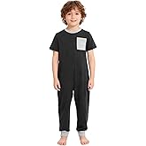 easyforever Special Needs Adaptive Clothing for Kids Boys Short Sleeve Anti-Strip Jumpsuit Back-Zip Long Leg Romper