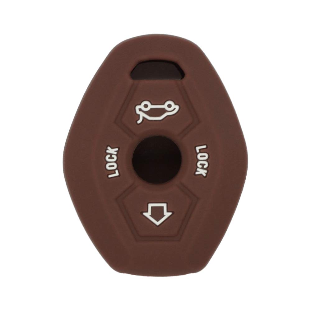 BROVACS Silicone Cover Protector Case Holder Skin Jacket Compatible with BMW 3 Button Remote Key Fob CV4902 Brown