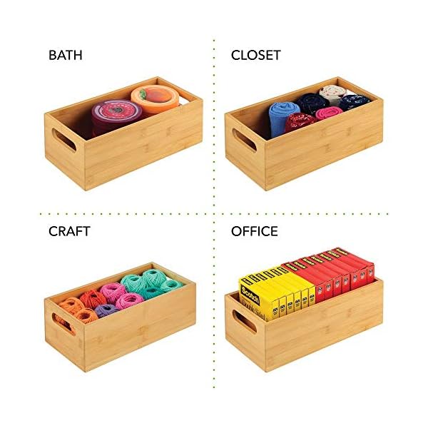 mDesign-Kitchen-Storage-Box--Practical-Storage-Tray-with-Integrated-Handles--Open-Bamboo-Cupboard-Organiser-for-Kitchen-Utensils--Natural mDesign Kitchen Storage Box – Practical Storage Tray with Integrated Handles – Open Bamboo Cupboard Organiser for…