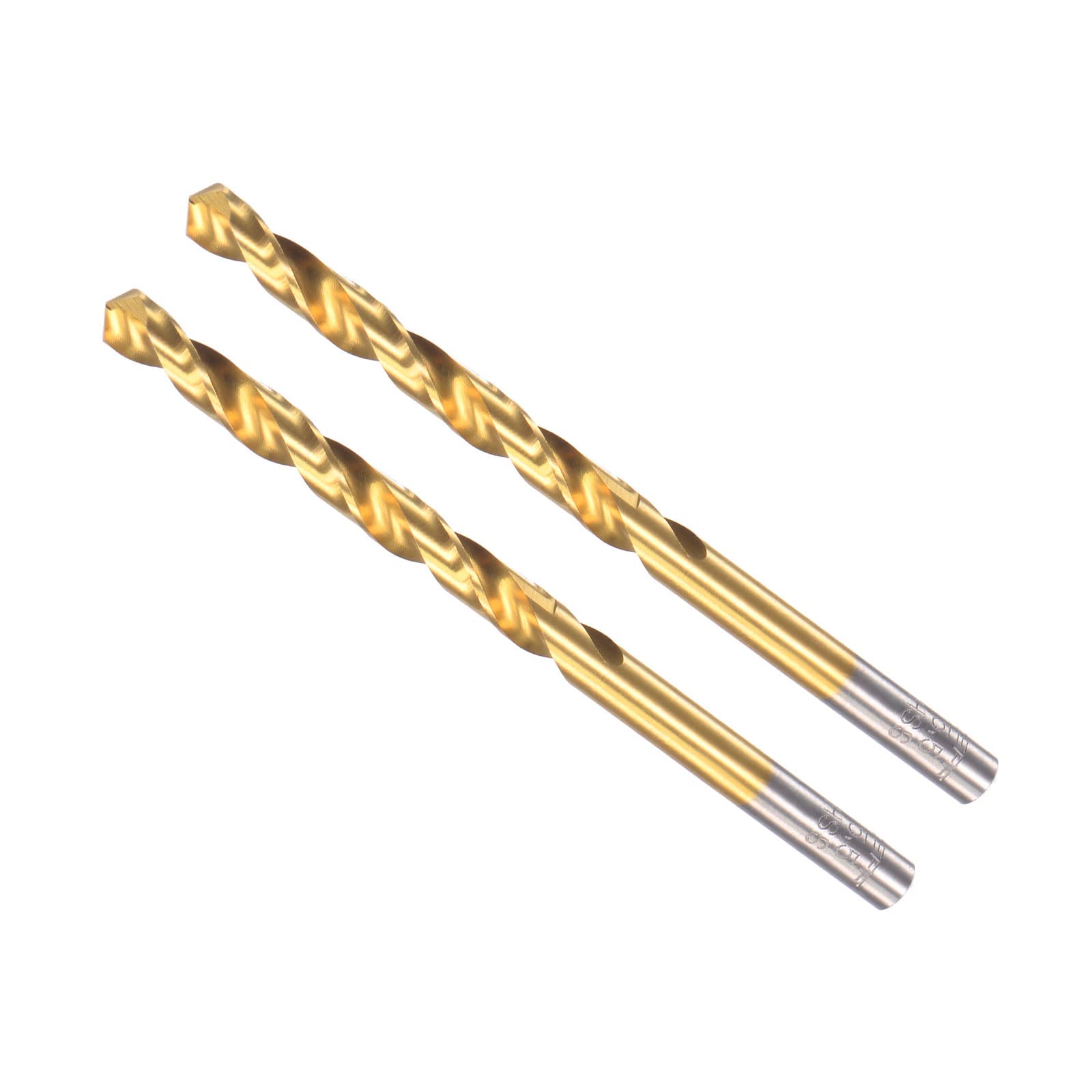 CoCud Twist Drill Bits, 5.5mm Drilling Diameter, Titanium Coated High Speed Steel 6542 Straight Round Shank - (Applications: for Stainless Steel Alloy Metal), 2-Pieces