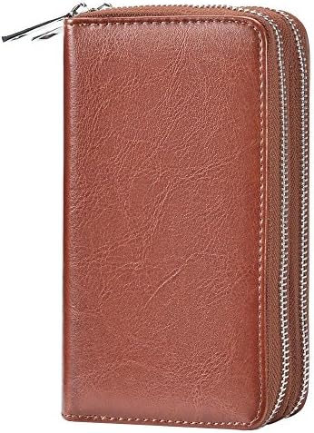 BANGBO PU Leather Clutch Wallet Purse With Double Zippered Card Slots Phone Holder Portable Handbag for Cell Phone IPhone 7/7 Plus/SE/6S/6 Plus/5S and Samsung Galaxy S8/8 Plus/S7/S6/Xiaomi/LG, Brown