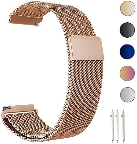 ZGS 18mm Smartwatch Band Replacement Strap Men & Women Milanese Loop Magnetic Clasp Mesh Stainless Steel Metal Bracelet Quick Release Watch Band (Rose Gold)
