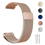 ZGS 18mm Smartwatch Band Replacement Strap Men & Women Milanese Loop Magnetic Clasp Mesh Stainless Steel Metal Bracelet Quick Release Watch Band (Rose Gold)