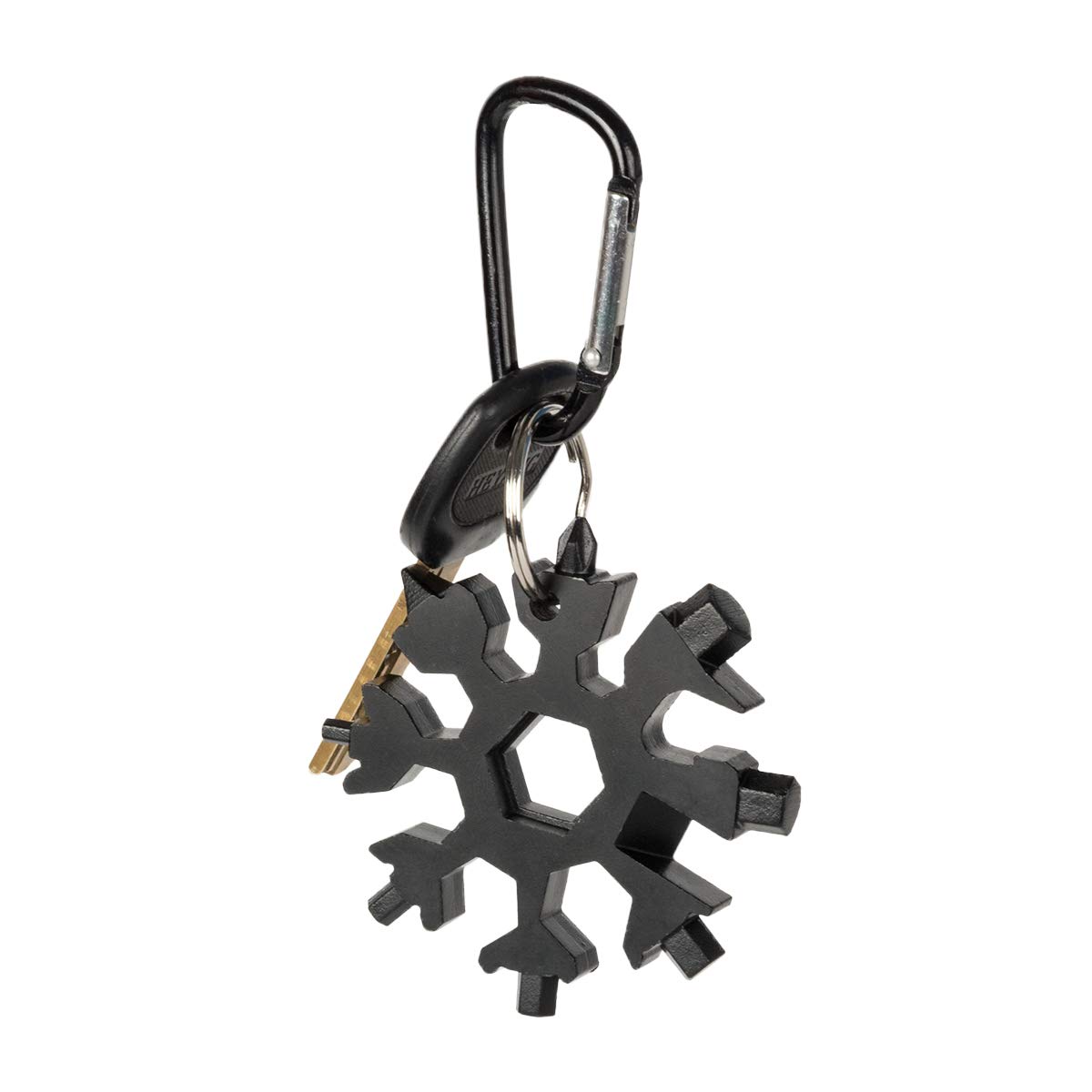 19-in-1 Snowflake Multi-Tool Stainless Steel - 4YOUALL Compact Portable Outdoor Adventure Snowflake Tool Combination Standard/Metric Screwdriver Beer Bottle Opener Hanging Keychain (Black)
