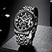 NIBOSI Men's Chronograph Quartz Watch with Stainless Steel Strap Black Wristwatches for Men Calendar Date Watch