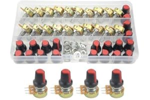 WMYCONGCONG 20 PCS B10K 10K Ohm Knurled Shaft Linear Rotary Taper Potentiometer with Knob (B10K)