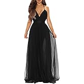 XXTAXN Women's Sexy Deep V Neck Split Cocktail Party Formal Bridesmaid Maxi Dress