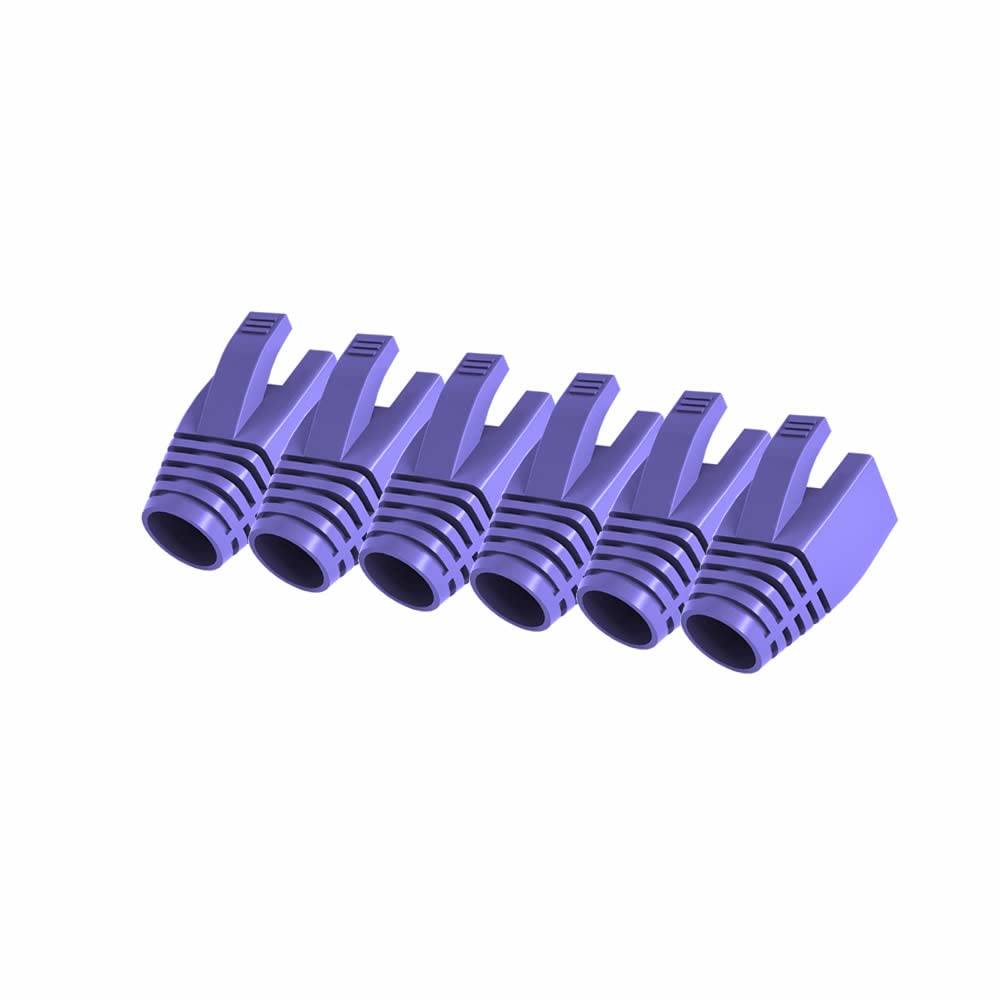 VIVOCH 50 Pcs Cat7 Cat7A Cat8 Strain Relief Boot, RJ45 Plug Connector Cover Modular Network Plug Connector Cap Cable Connector Boots, Purple