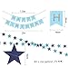 VEYLIN 35 PCS Blue Boys Birthday Party Decoration Set for Baby Shower ,Includes Paper Fans,Balloons,Happy Birthday Banner,Paper Tassels,Tissue Paper Pompoms and Star Garland