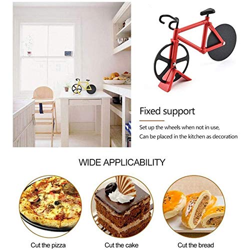 Pizza Cutter, Fiets Pizza Wiel, Non-stick Dual Stainless Steel Snijwielen Met Display Stand Voor Housewarming Keuken… - Afbeelding 4
