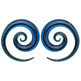 BodyJ4You Glass Snail Tapers Kit 2 Pieces Blue Dichroic Plugs 2G - 12mm