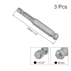 uxcell 3 Pcs H8 (8mm) Ball End Screwdriver Bits, S2