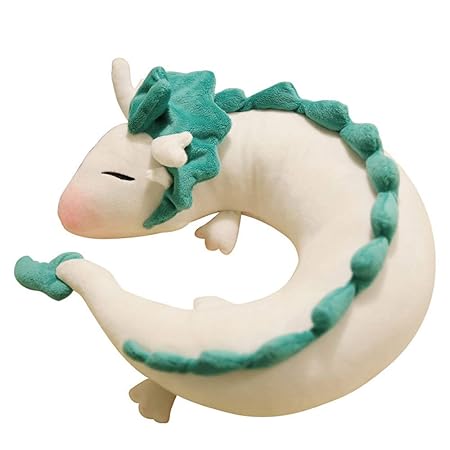 GXFLO Anime Cute White Dragon Nackenkissen U-Förmigen Travel Pillow-Puppe Plüschtier White Dragon Nackenkissen, Weichem Plüsc